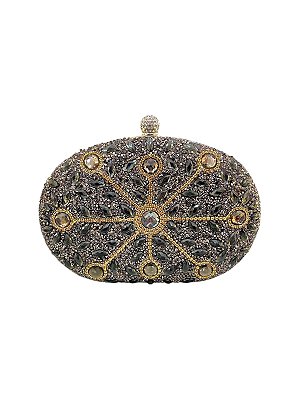 Seu Sapato - Bolsa Clutc Festa Pedras Pretas Gold