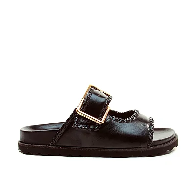 Cecconello - Sandalia Papete Couro Preto