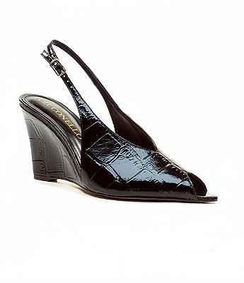 Cecconello - Slingback Couro Croco Preto Salto médio