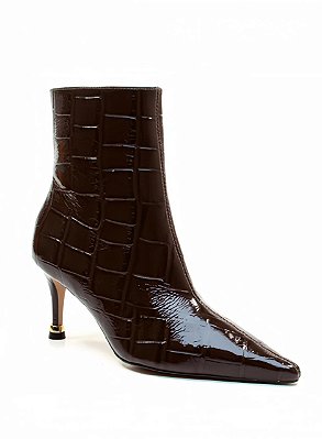 Cecconello - Bota Couro Brownie Cano Curto Salto Médio