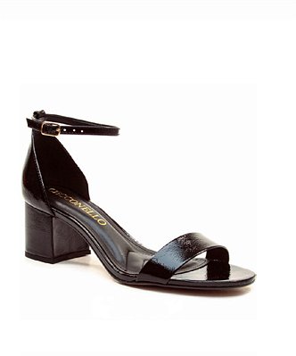 Cecconello - Sandália Couro Preto Verniz Glossy Salto Bloco