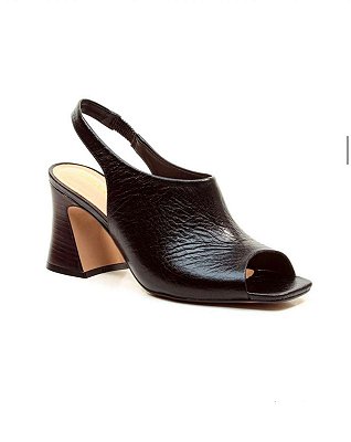 Cecconello - Sandalia Couro Preto Salto Bloco