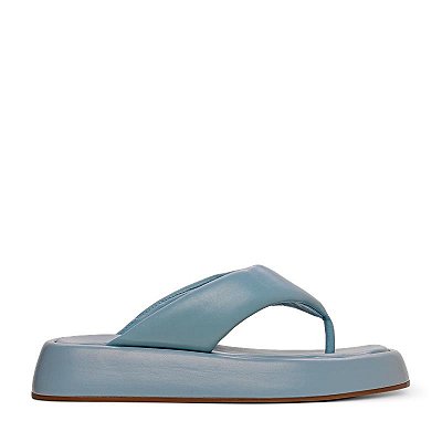 Carrano - Flat Papete Thong Couro Silver Blue