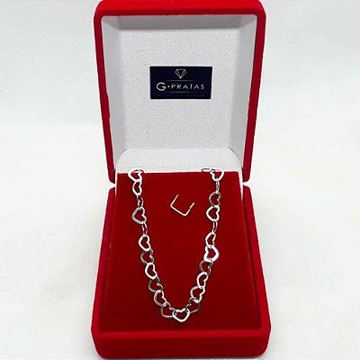 GARGANTILHA ELO CORAÇÃO GREAT 60CM PRATA 925