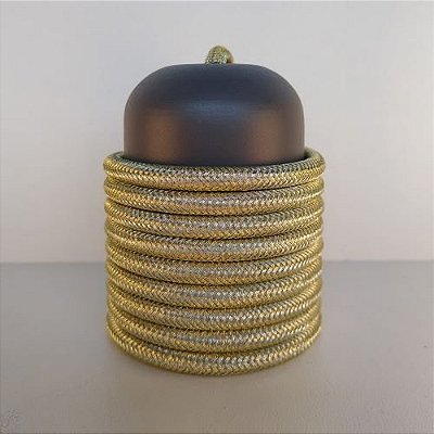 Cabo Eletrico PP Tecido Dourado  para Luminárias Decorativo p/ Aumentar Tamanho  2x 0,13mm 300v (10 metros) Elegancy