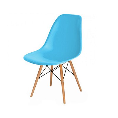 Cadeira Design Fratini Eames Eiffel DAR Ray Pes Madeira Natural Salas Florida New Blue Assento Polipropileno