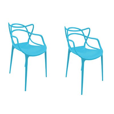 Kit 2x Cadeira Design Alegra Master Philippe Starck New Blue Polipropileno Cozinhas Aviv Fratini