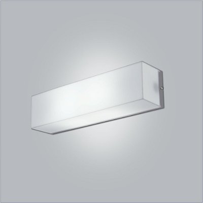 Arandela Usina Design Interna Retangular Branca Tecido Cristal Luz Frontal 31cm Polar E-27 10110/31 Quartos Salas