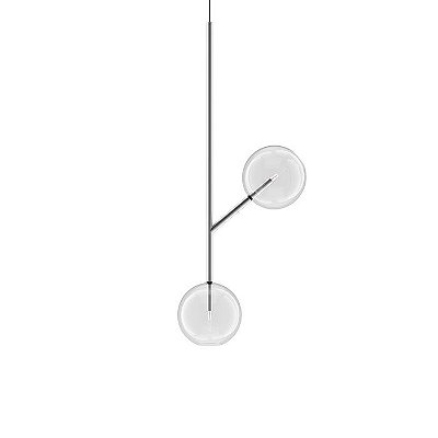 PENDENTE Klaxon Iluminação Together l Duplo Esfera Bola Vidro Moderno 50,5 cm x 77,7 cm x 25 cm