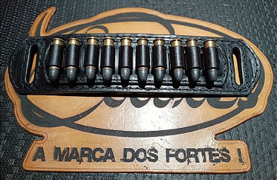 Porta Munição com passador triplo, calibres 38/357, 36, 28 ou 12  ( 10 munições )