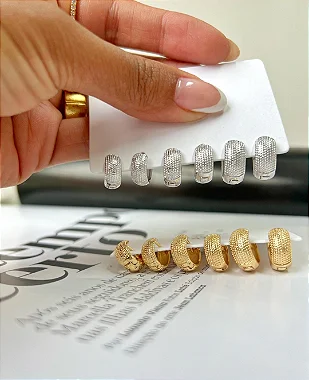 Brinco Trio Argola Tratoradas