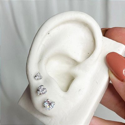 Kit  Brinco de Coração Zirconia