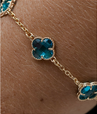 Pulseira de Trevo Azul Turquesa