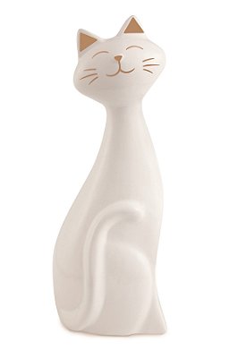 Gato Decorativo Branco 20cm Mart