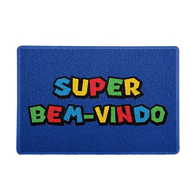 Capacho 60x40cm - SUPER BEM-VINDO (Azul)