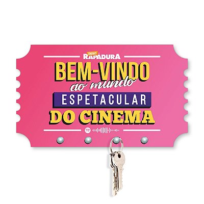 Porta Chaves 21x12cm Cinema com Rapadura - Mundo espetacular do cinema (ROSA)