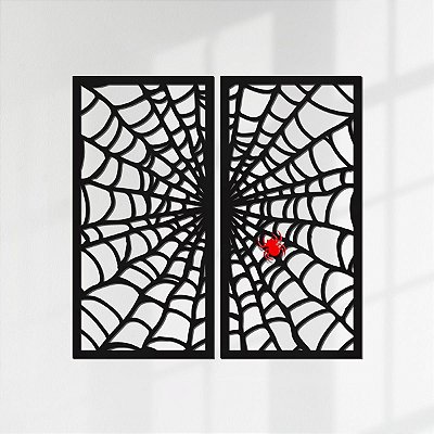 Quadro Decorativo Corte à Laser - TEIA COM ARANHA