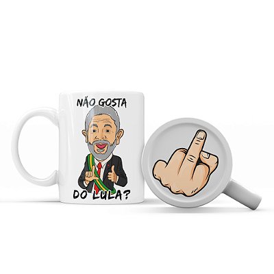 Caneca Cerâmica 350ml - Não gosta do Lula - Dedo