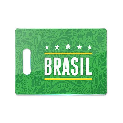 Tábua de Carne de Vidro 35x25 - Brasil (Verde) Copa do Mundo