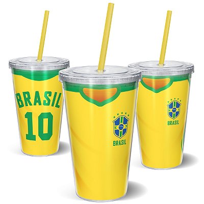 Copo Canudo 600ml - Camisa do Brasil