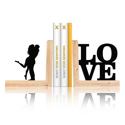 Porta Livros Organizador em Madeira - Romance (Love)