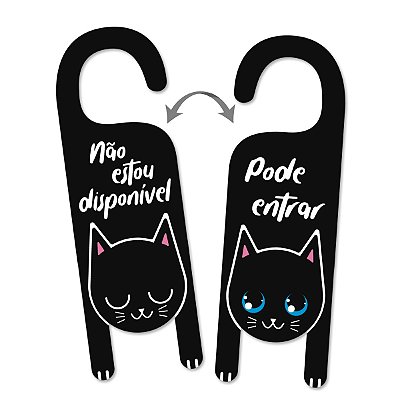 Aviso de Porta Infantil - Animais - Gato Preto