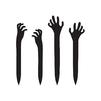 Placas de Jardim - Halloween - Mãos de Zumbi