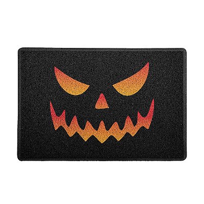 Capacho 60x40cm - Halloween - Abóbora Face - Preto