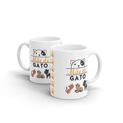 Caneca Cerâmica Branca - MÃE DE GATO