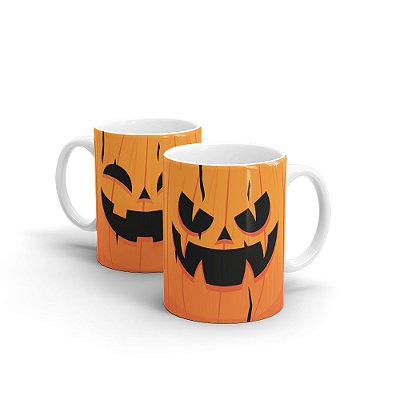 Caneca Cerâmica Branca - ABÓBORA HALLOWEEN