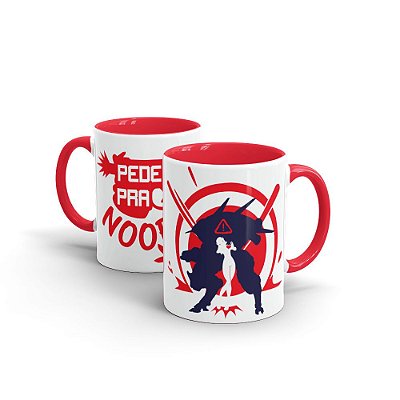 Caneca Cerâmica Alça e Interior Vermelho - NOOB