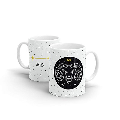 Caneca Cerâmica Branca SIGNOS - Áries