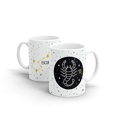 Caneca Cerâmica Branca SIGNOS - Escorpião