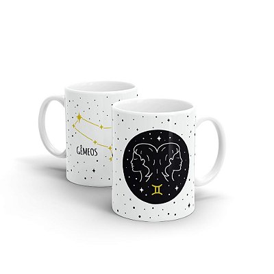 Caneca Cerâmica Branca SIGNOS - Gêmeos