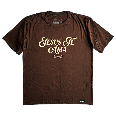 Camiseta Oversized Jesus te Ama - Marrom ref 3200