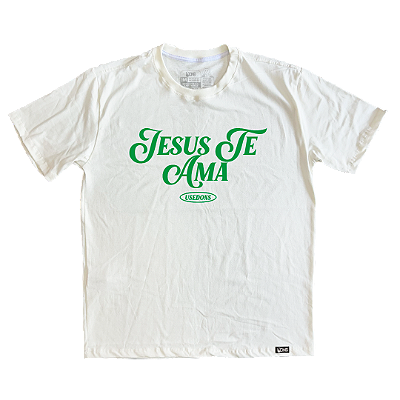 Camiseta Oversized Jesus te Ama - Off White ref 3200