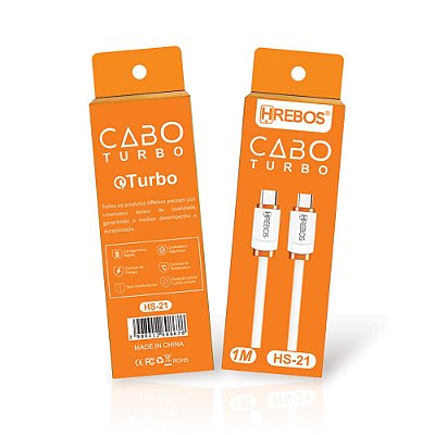Cabo Turbo Detalhes Coloridos - 1,0m - TYPE-C x V8 (HS-21)