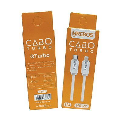 Cabo Turbo Detalhes Coloridos - 1,0m - TYPE-C x Lightning (HS-22)