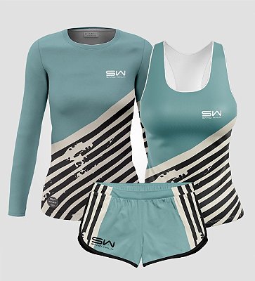 Kit Feminino | Manga Longa, Regata e Shorts | Lines 2.0