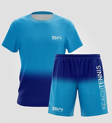 Conjunto Camiseta e Bermuda |Masculino | Beach Tennis Colors | Azul Claro e Azul Escuro