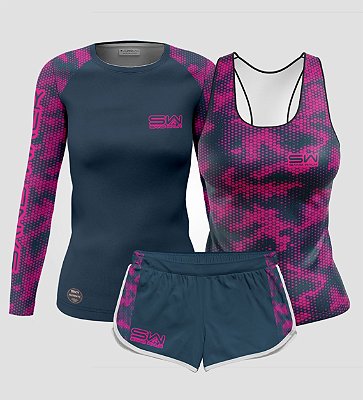 Kit Feminino | Manga Longa, Regata e Shorts | Hupi Premium