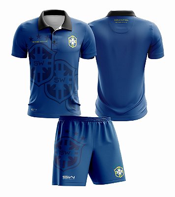 Conjunto Camisa Manga Curta e Shorts | Masculino | Coleção Copa 94 | Azul