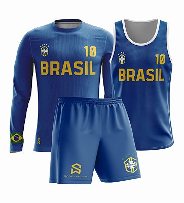 Kit Masculino | Manga Longa, Regata, Shorts | Camisa 10 | Azul