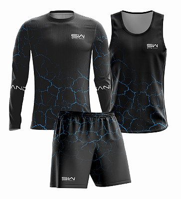 Kit Masculino | Manga Longa, Regata e Shorts | Break Black