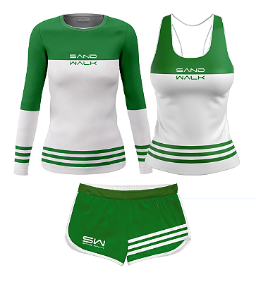 KIT FEMININO | MANGA LONGA, REGATA, SHORTS | SW GREEN