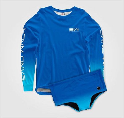 Camiseta UV Infantil | Sunga e Manga Longa | Azul
