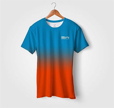 Camiseta Beach Tennis | Manga Curta | Azul e Laranja