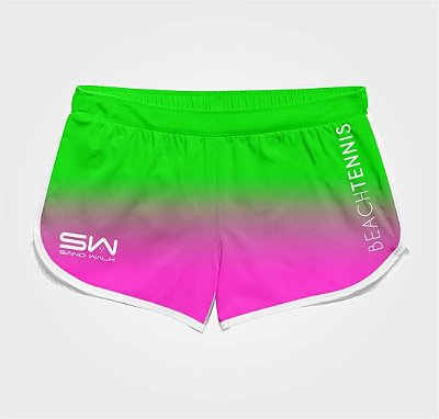 Shorts Feminino | Modelo Treino | Beach Tennis | Verde e Rosa