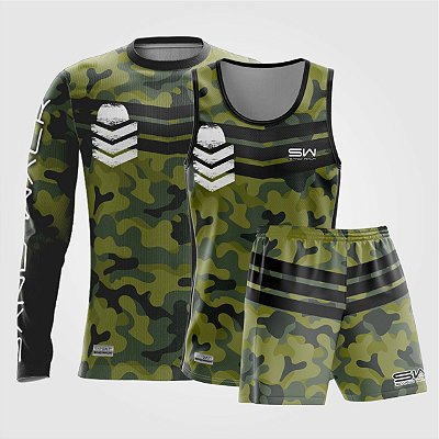 Kit Masculino | Manga Longa, regata e shorts | Militar 2.0