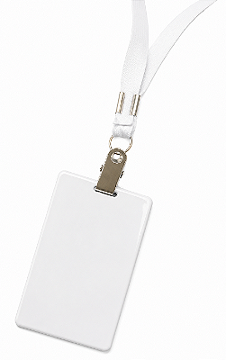 Kit 10 Crachás de Polímero para Sublimação + 10 Cordões de Crachá (Branco p/ Sublimação)